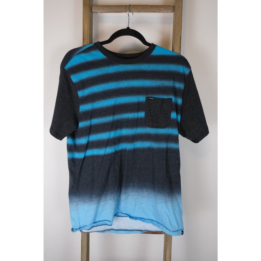 Hurley Mens Gray and Teal Soft Pocket Tee Shirt Large